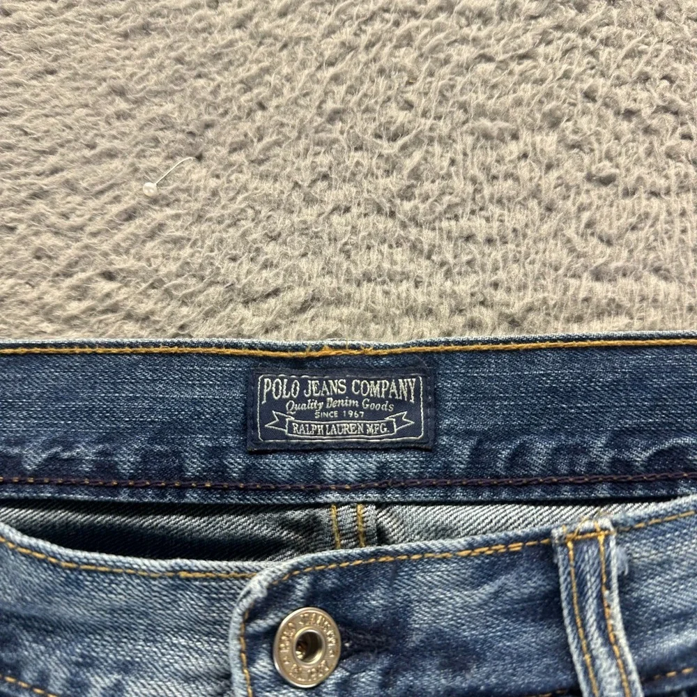 VTG Polo Ralph Lauren Jeans Men 36x30‎ Blue Denim Straight Baggy Workwear Faded